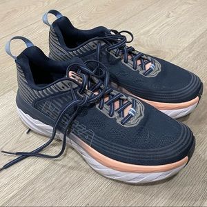 Hoka Bondi 6 Running Shoes in Mood Indigo/Dusty Pink
